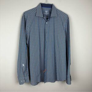 Bugatchi long sleeve checkered button down shirt size 17 1/2 36/37